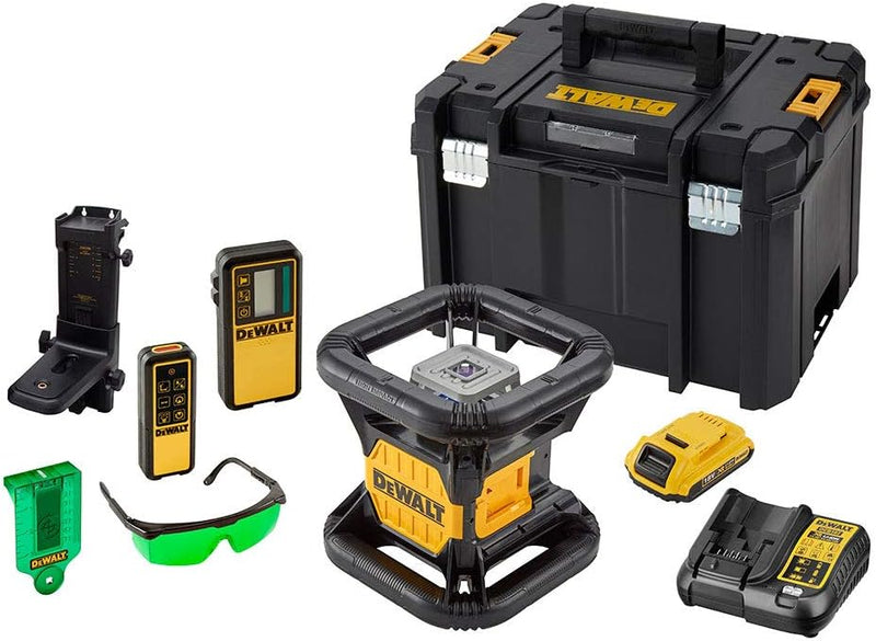 DeWalt Laser rotante con raggio verde di alta visibilità e batteria ricaricabile da 18V.