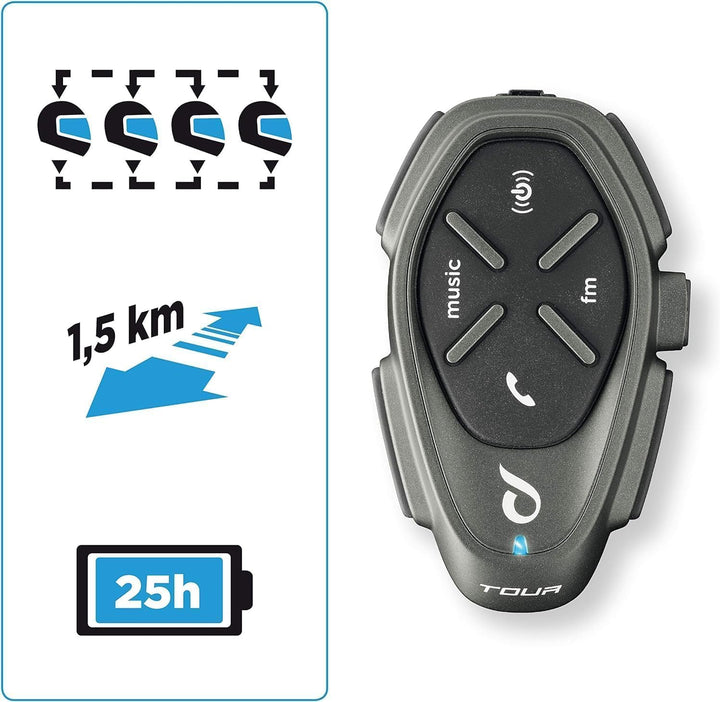 Interphone Tour - Doppelpack - Bluetooth-Kommunikationssystem für Motorräder - Bis zu 4 Reiters, 1,5