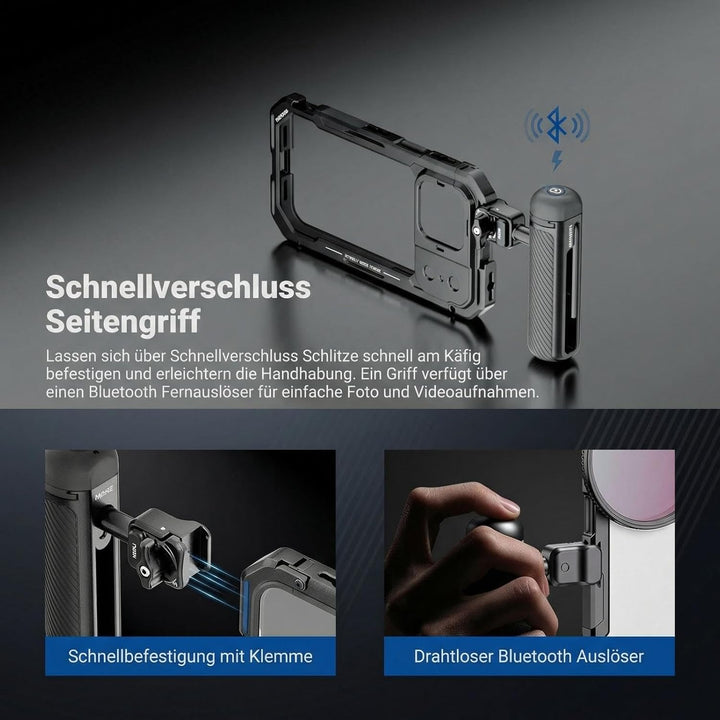 NEEWER 17 Pro Max Käfig Cage Video Rig Handy Stabilisator Set kompatibel mit iPhone 17 Pro Max mit 6