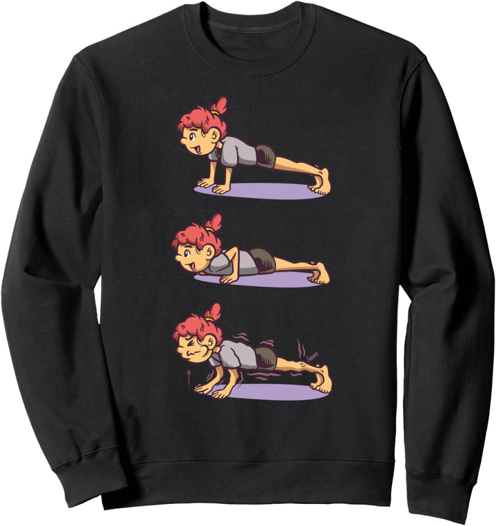 Motiviertes Mädchen, das Liegestütze im Fitness macht Sweatshirt