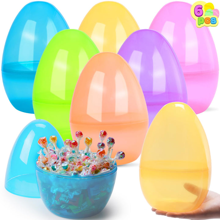 JOYIN 25,4 cm Jumbo-Ostereier, 6 Stück, bunte Riesen-Eier aus Kunststoff, leer, befüllbar, zum Befül