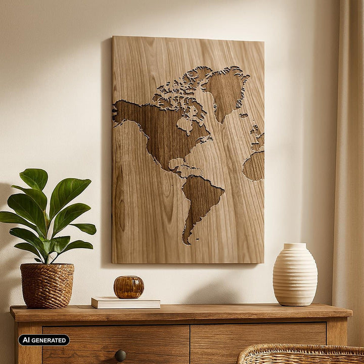 Bilder auf Leinwand Geographie Globus Karte Leinwandbild mit Rahmen 45x80cm Wandbilder Dekoration Wo