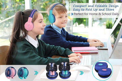 SIMOLIO 2 Stück Wireless Bluetooth Kopfhörer Kinder mit Hardcase und Share Port,Kabelloser kindersic