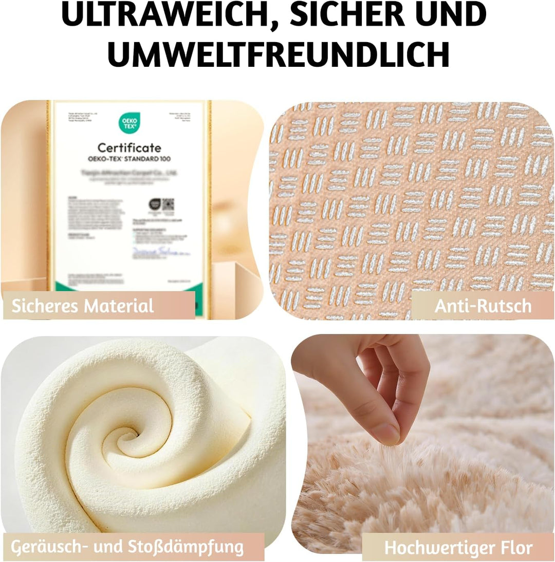 MARATIP Plüsch Teppich,Flauschiger Teppich Rund,grosse Grösse modernes Wohnzimmer,Kinder Mädchen,wei