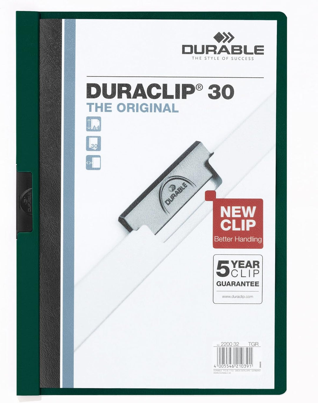 Durable Klemm-Mappe Duraclip Original 30 (für 1-30 Blatt A4), 25 Stück, petrol/dunkelgrün, 220032 pe