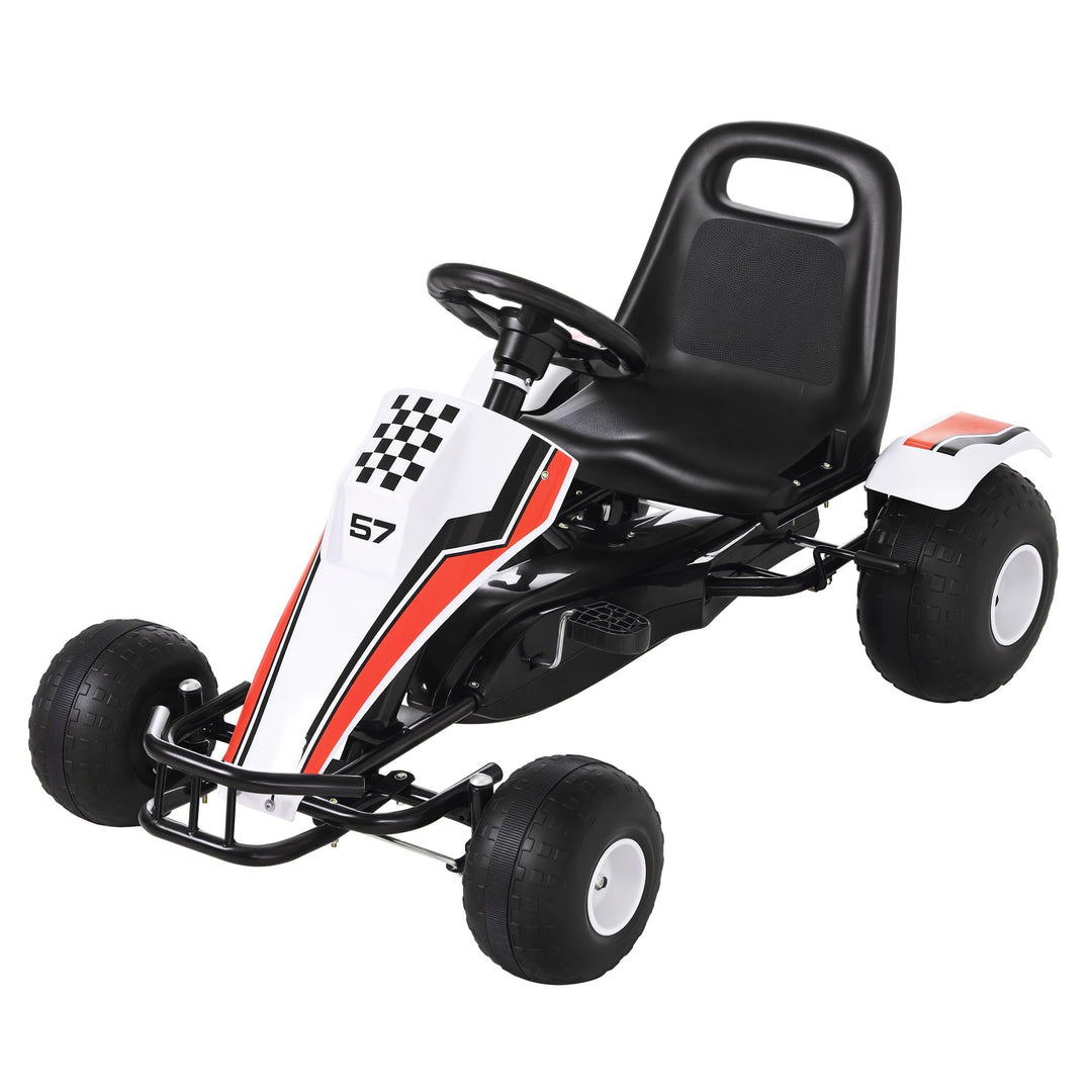 HOMCOM Gokart, Tretauto mit verstellbarem Sitz, Bremse, Pedalantrieb, Tretfahrzeug mit Vor- und Rück