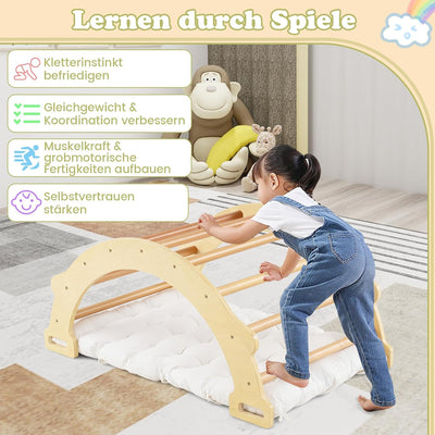 COSTWAY Kletterbogen mit weichem Kissen, Kletterdreieck zum Wippen, Klettern und Krabbeln, Indoor Kl