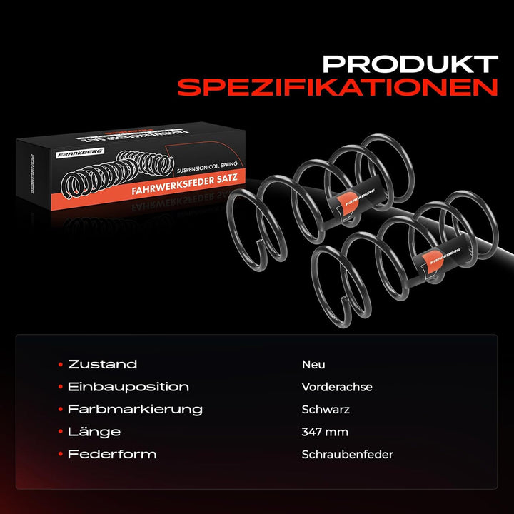 Frankberg 2x Federn Fahrwerksfeder Vorderachse Kompatibel mit Street KA RL2 1.6L Cabriolet 2003-2005