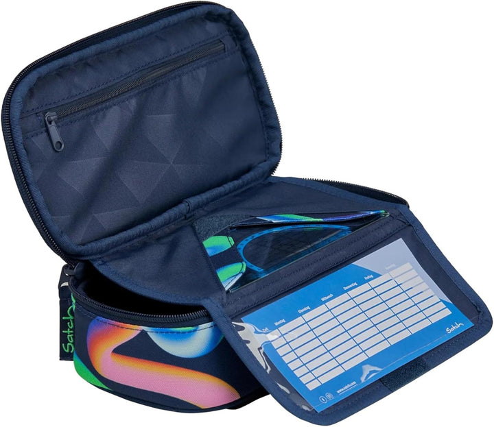 Satch Schlamperbox extra gross inkl. Trennfach Reissverschlussfach Stiftehalter Geodreieck Sichtfens