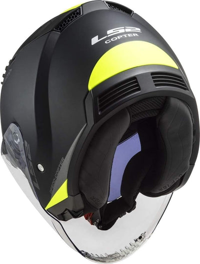 LS2, motohelm jet Copter urbane schwarzmat gelb, XXL XXL schwarzmatt gelb, XXL schwarzmatt gelb