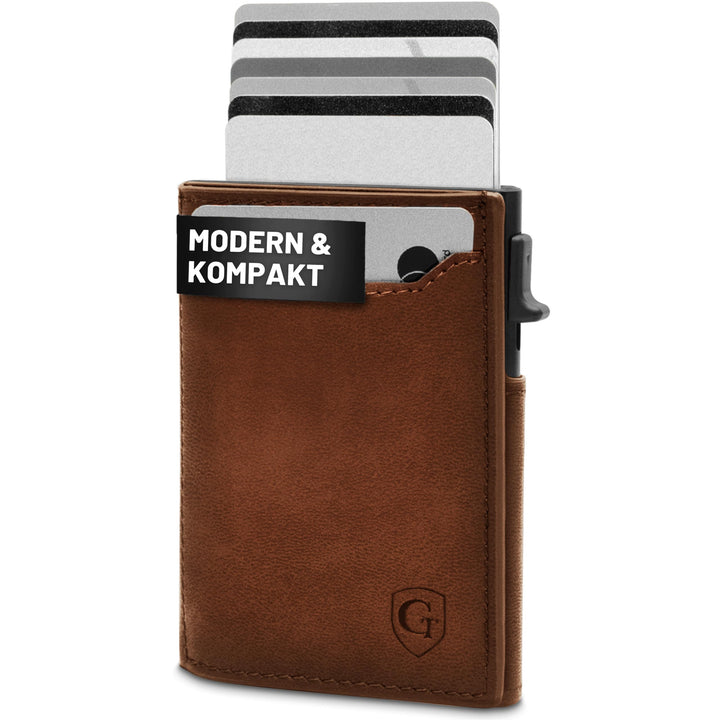 GenTo - Slim Wallet mit Münzfach - Geldbeutel Herren für 10 Karten - Geldbörse mit RFID Schutz - Sma