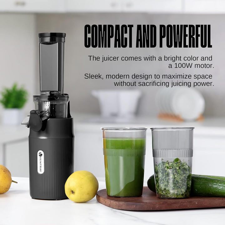 Ventray Ginnie Entsafter - Slow Juicer mit 60 U/min Niedriger Geschwindigkeit, Entsafter Gemüse und