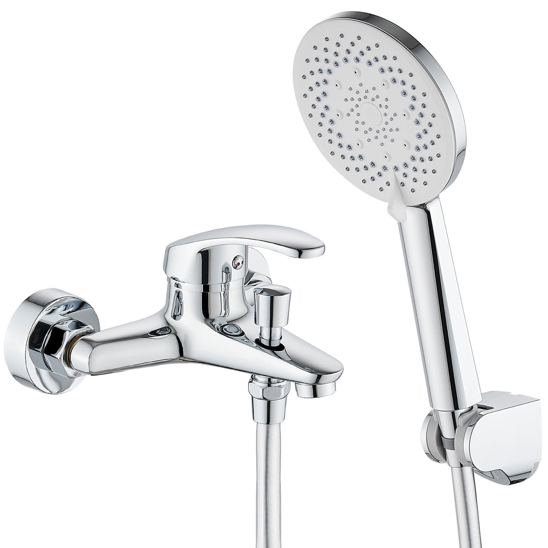 Badewannenarmatur Einhebel mit Handbrause und Duschschlauch Gummi (150cm), Mischbatterie Badewanne m