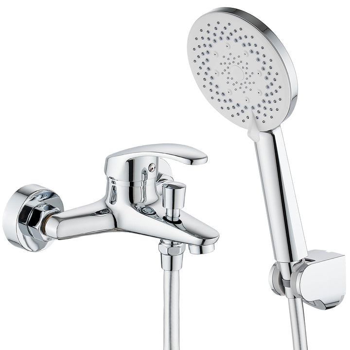 Badewannenarmatur Einhebel mit Handbrause und Duschschlauch Gummi (150cm), Mischbatterie Badewanne m