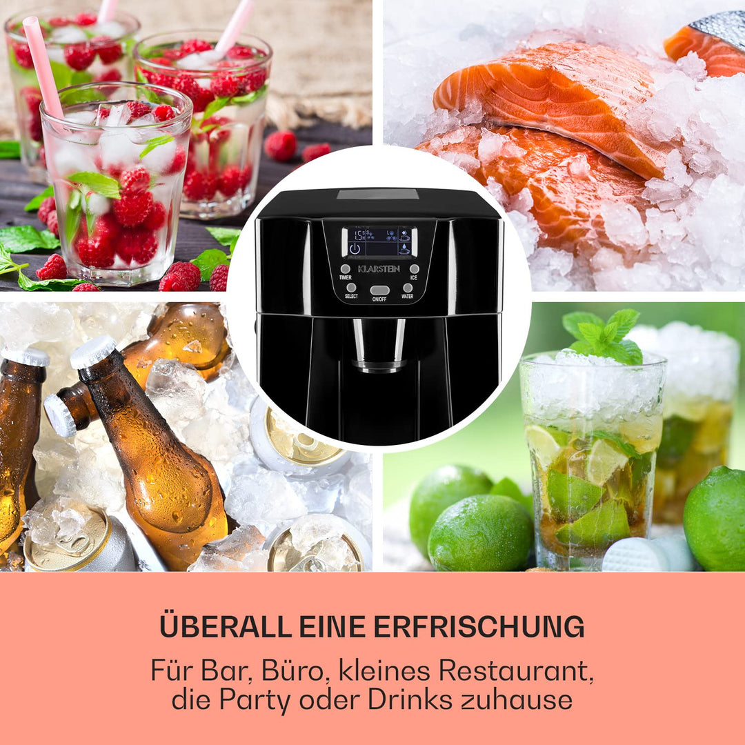 Klarstein Eiswürfelmaschine Klein, Crushed Ice Maschine & Ice Cube Maker, Schneller Eiswürfelbereite