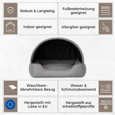 Bjird Hundebett & Hundehütte in einem - Hundehaus mit Dach für kleine und mittelgrosse Hunde - Hunde