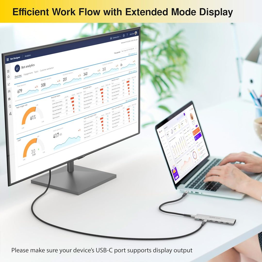 USB-C Slim Gen 2 Hub Adapter 6-in-1 1 USB-C 4K/60Hz Video, 4 USB-C Gen 2 10 Gbit/s und 1 USB-C Power