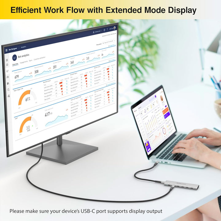 USB-C Slim Gen 2 Hub Adapter 6-in-1 1 USB-C 4K/60Hz Video, 4 USB-C Gen 2 10 Gbit/s und 1 USB-C Power