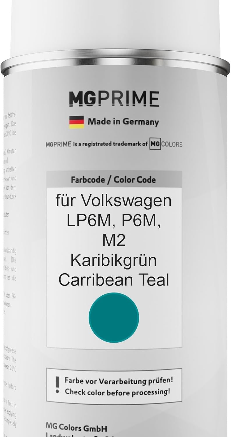 MG PRIME Autolack Sprühdosen Set für Volkswagen VW LP6M / P6M / M2 Karibikgrün/Carribean Teal Basisl