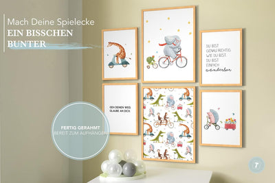 Papierschmiede® Bilder Kinderzimmer Kids Mood Poster Set Fahrrad Tiere, Gerahmte Bilder fürs Kinderz