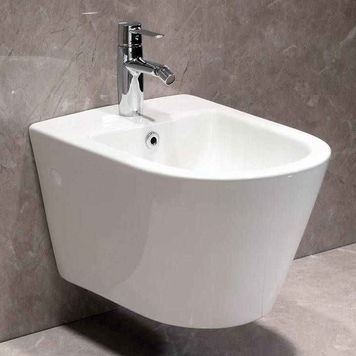 Hänge-Bidet mit Nano-Beschichtung - Wand-Bidet aus Keramik mit Hahnloch und Überlaufschutz - Dusche