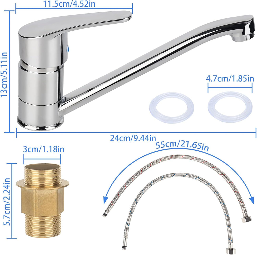 Küchenarmatur 360 ° Drehbar Wasserhahn Schwenkbare Spültischarmatur Küche Armatur Chrom Einhebel Spü