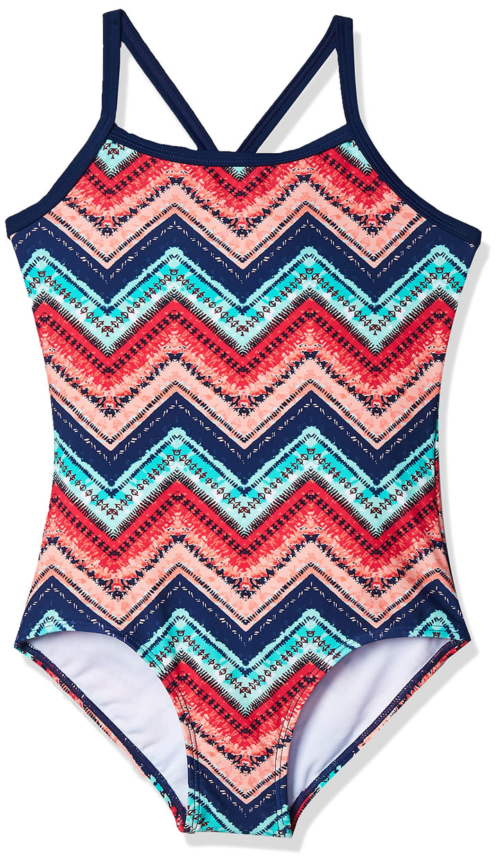 Kanu Surf Mädchen Kirsten Badeanzug Chevron Beach Sport Banded Einteiler Badeanzug 5 Kirsten Coral C