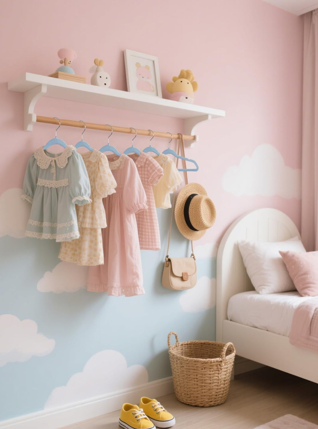 ManGotree 35cm Kinder Samt Kleiderbügel, Ultradünne Kinderkleiderbügel mit 360° Drehbarem Haken, rut