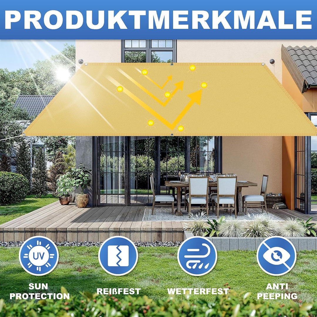 Sonnenschutz Netz, Balkonumrandung 95% UV Schutz, Sonnensegel Wasserdicht mit ösen, Sonnenschutz Win