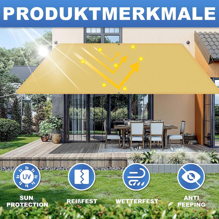 Sonnenschutz Netz, Balkonumrandung 95% UV Schutz, Sonnensegel Wasserdicht mit ösen, Sonnenschutz Win