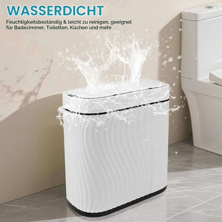 Badezimmer Mülleimer mit Deckel 8L Sensor Mülleimer, Wasserdichter Mülleimer Smart Mülleimer mit Sof
