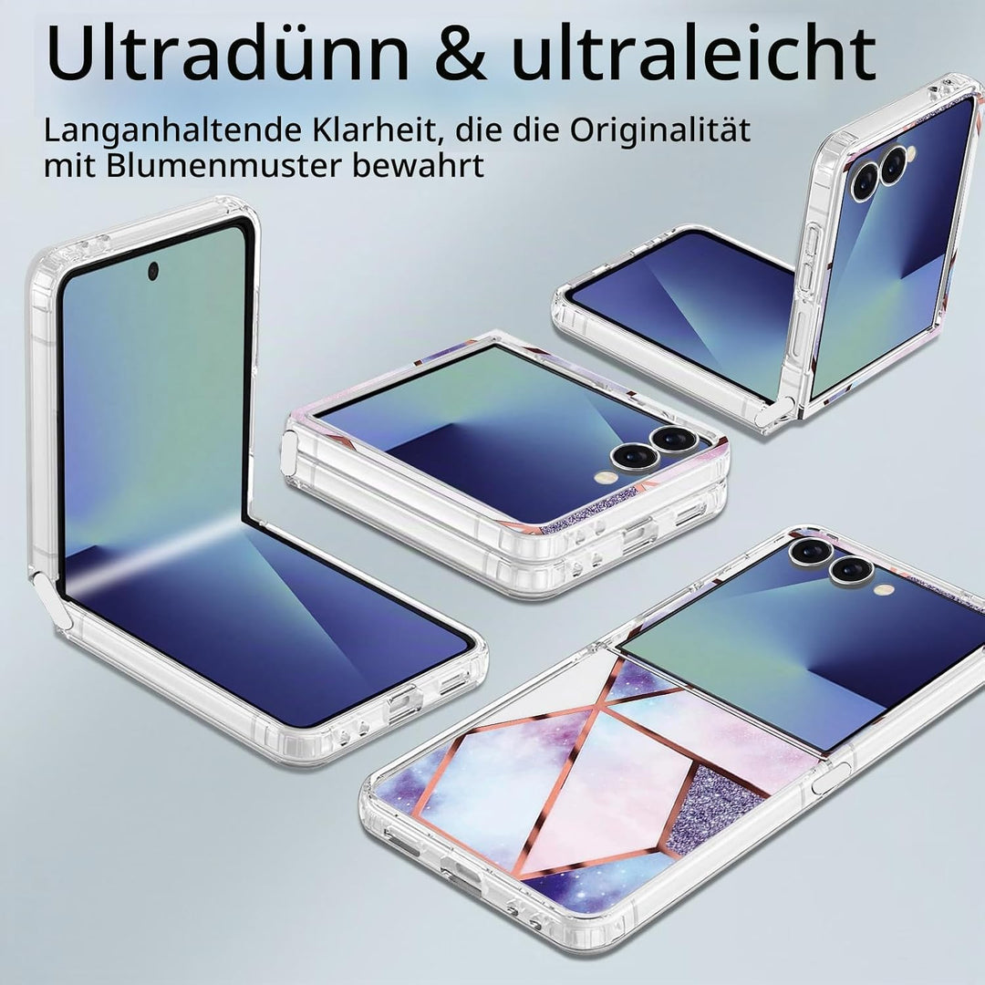 Handyhülle für Samsung Galaxy Z Flip 7 Hülle Silikon Dünn Slim Marmor Bunt Muster Motiv Z Flip7 Hand