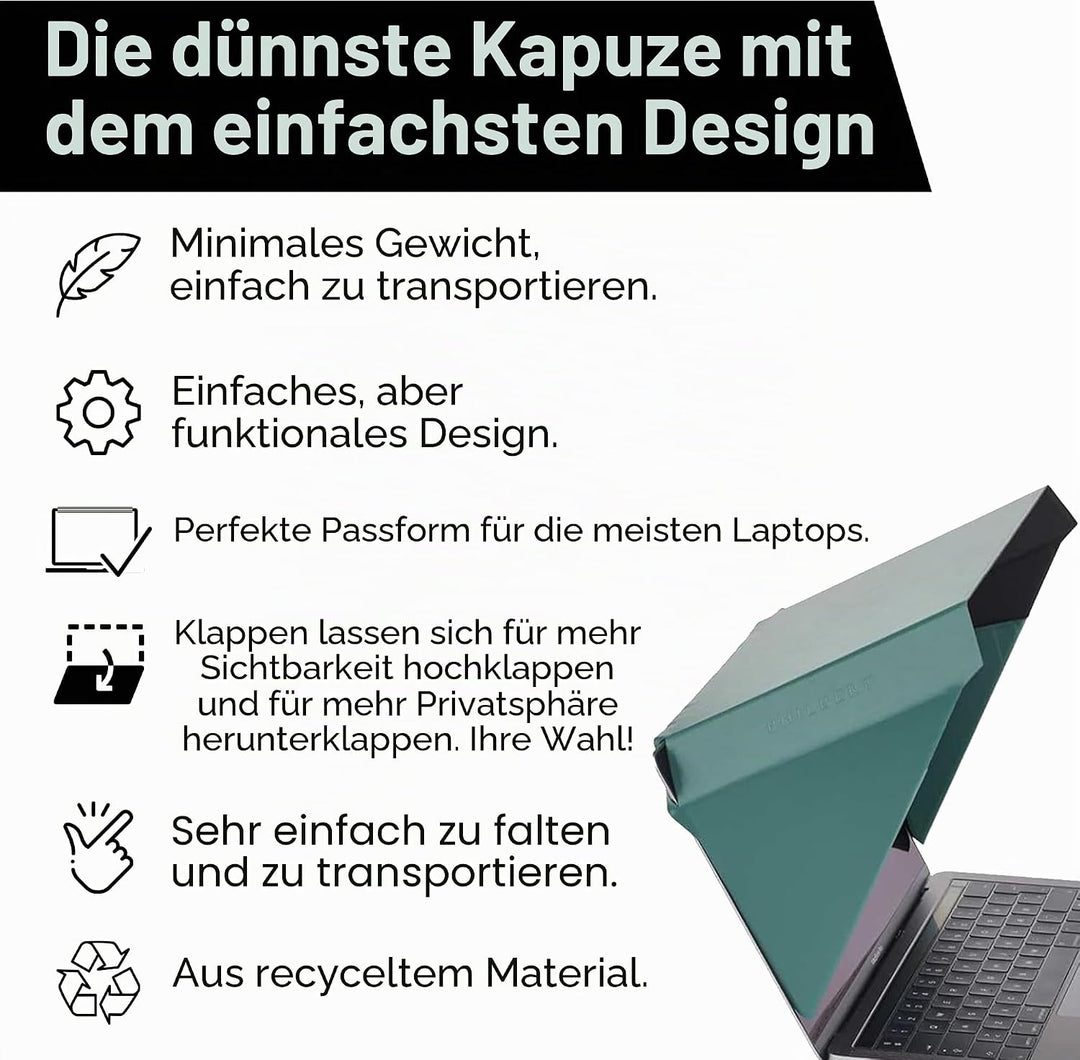 Philbert Design – 4 in 1 Laptop Screen Shade Slim Hood : Sonnenschutz | Datenschutz | Hitzeschutz |