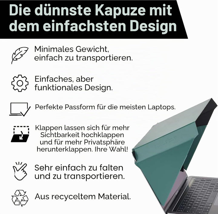 Philbert Design – 4 in 1 Laptop Screen Shade Slim Hood : Sonnenschutz | Datenschutz | Hitzeschutz |