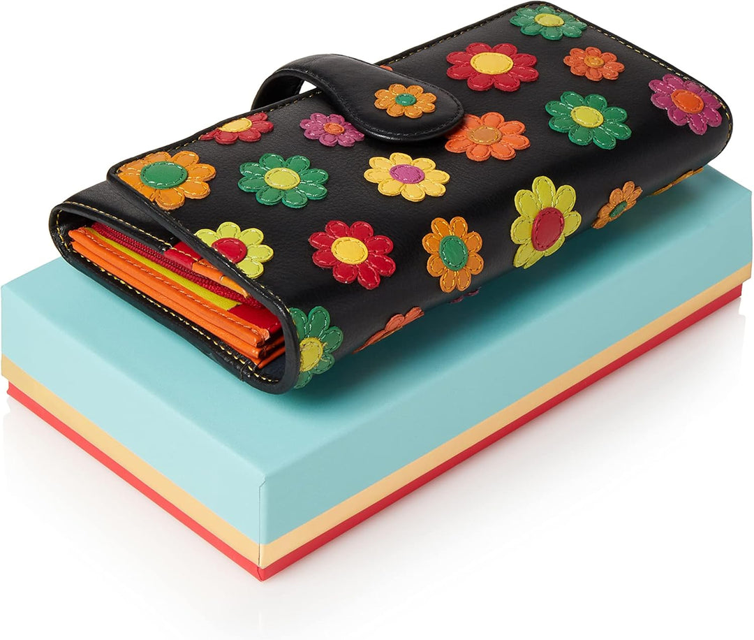 VISCONTI ® Geldbeutel Damen Leder RFID Schutz Portemonnaie Damen Geldbörse Bifold Mehrfarbig Portmon