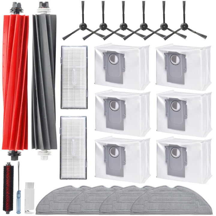 Zubehör für Roborock S8 Pro Ultra, 6*Staubbeutel 2*Main Rollbürste 6*Seitenbürsten 2*Filter 4*Mop Wi