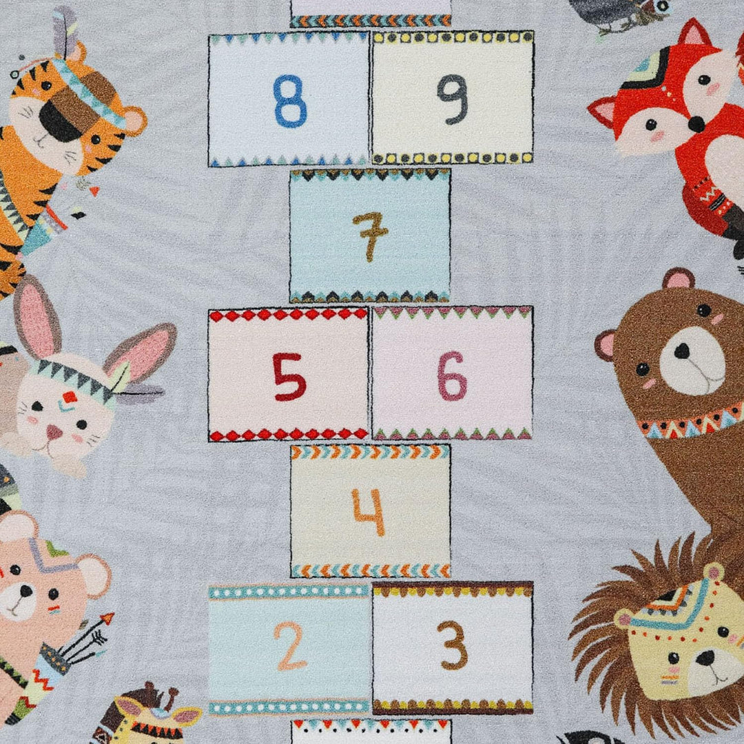 SIMPEX KinderTeppich, Himmel und Hölle, Grau, 160 x 230 cm, Teppich für Kinder, Kinderzimmer 160 x 2