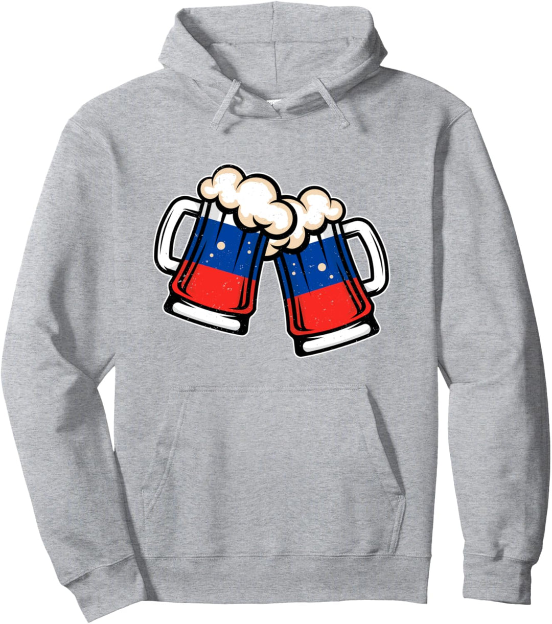 Bierkrug mit Russland-Flagge, cooles russisches Bier Pullover Hoodie