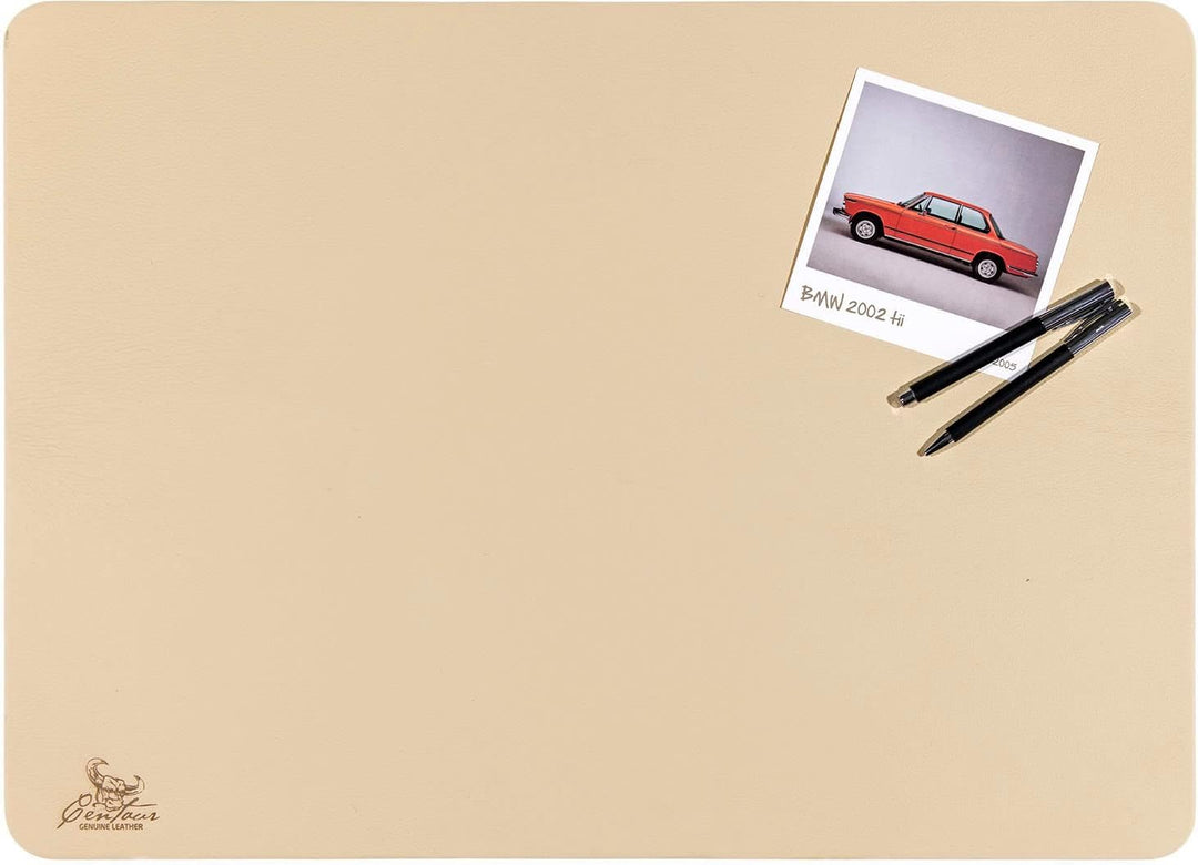 Centaur - Hochwertige Schreibtischunterlage Leder 50 x 70cm champagner/beige für Bürotisch - handgef