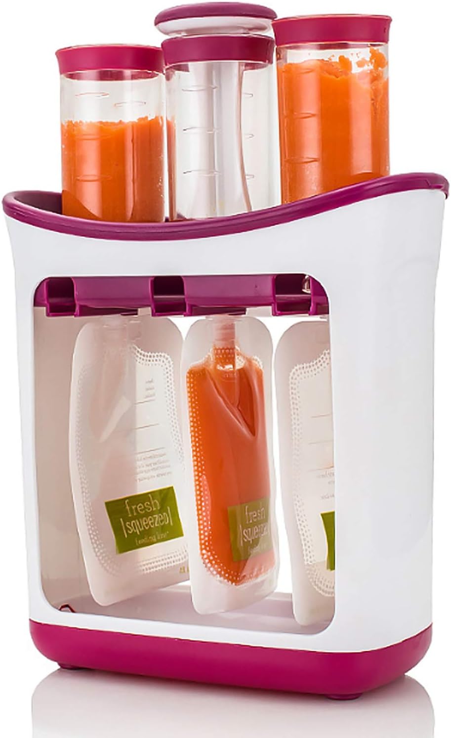 Infantino Squeeze Station,Quetschstation für Babynahrung mit 10 Quetschbeutel,Baby Lebensmittel BPA