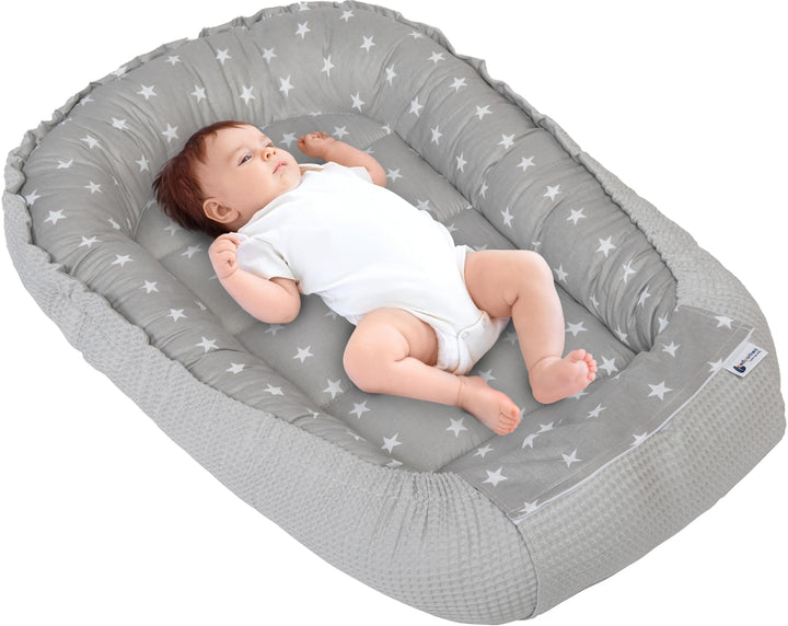 Medi Partners Babynest Kuschelnest Babynestchen 100% Baumwolle Waffle Nestchen Reisebett für Babys S
