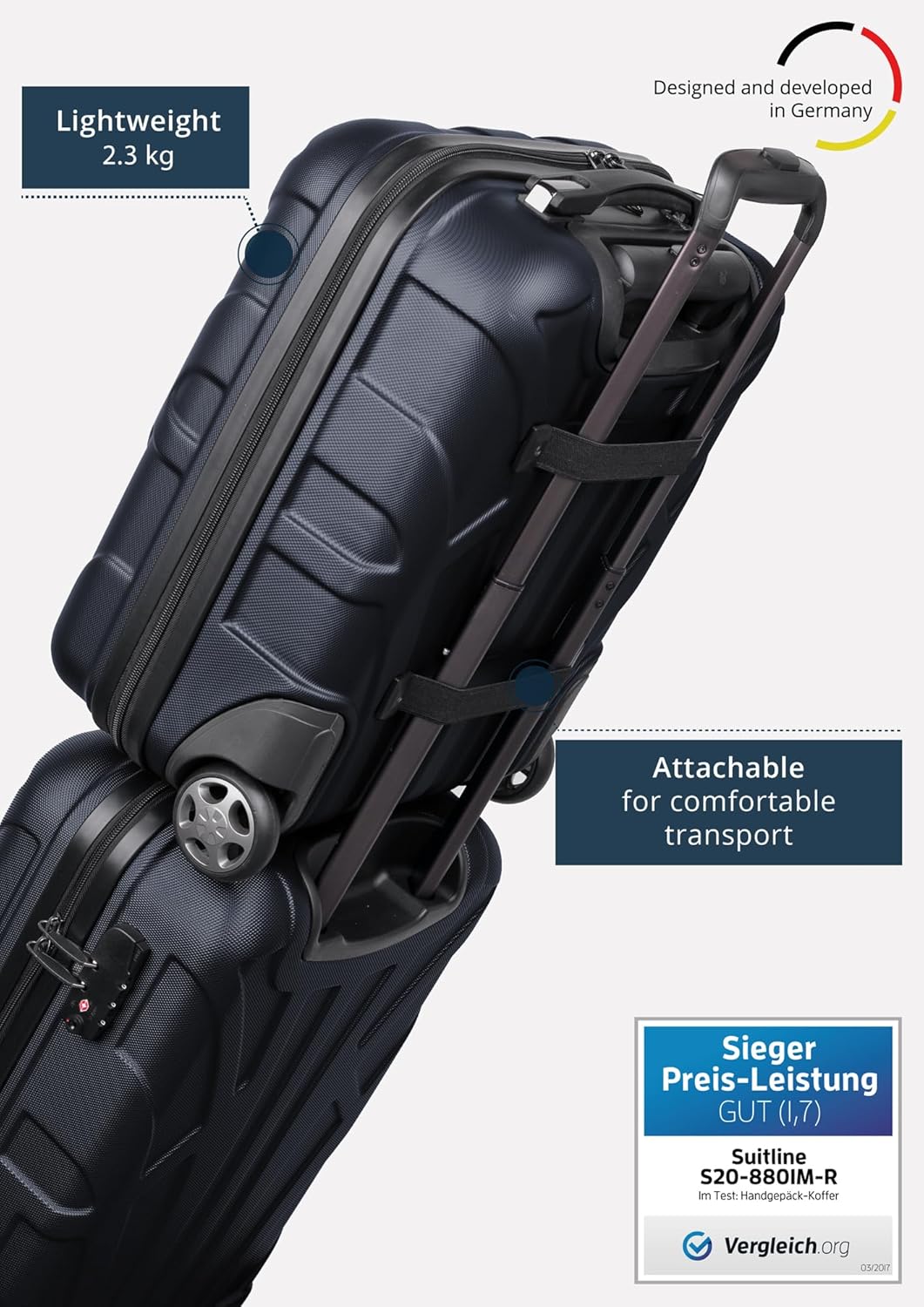 Suitline - 2er Trolley - Koffer Set Grössen Dunkelblau 6er Set S+M, Dunkelblau 6er Set S+M