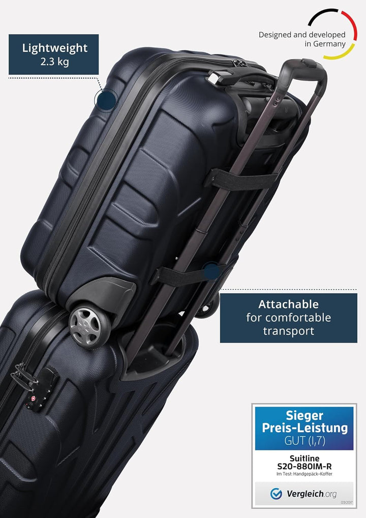 Suitline - 2er Trolley - Koffer Set Grössen Dunkelblau 6er Set S+M, Dunkelblau 6er Set S+M