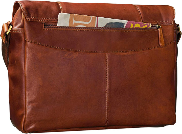 STILORD 'Erik' Vintage Schultertasche Leder braun 15,6 Zoll Notebooktasche Umhängetasche Herren und