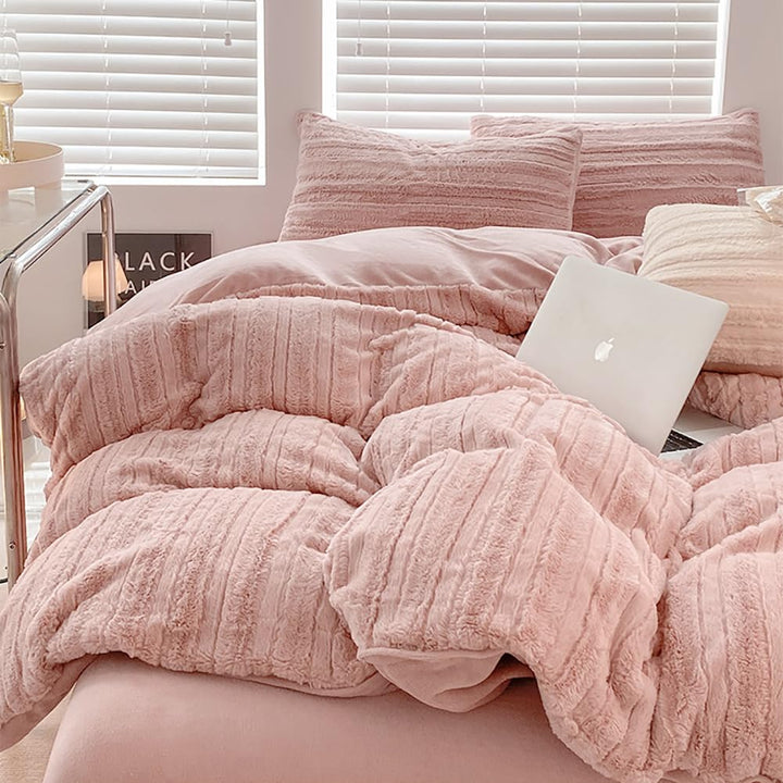 AShanlan Plüsch Bettwäsche 220x240 Winter Warme Flauschig Cashmere Touch Bettbezug Teddy Fleece Wint