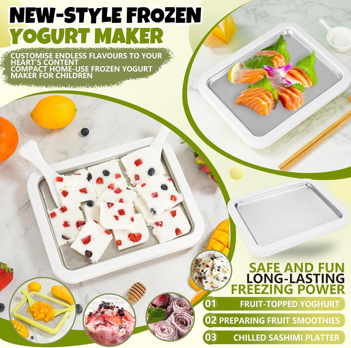 Eiscreme Roller Maker Set Mit 2 Spateln, Instant Eismaschine, Ice Cream Rolls Platte Für Erwachsene