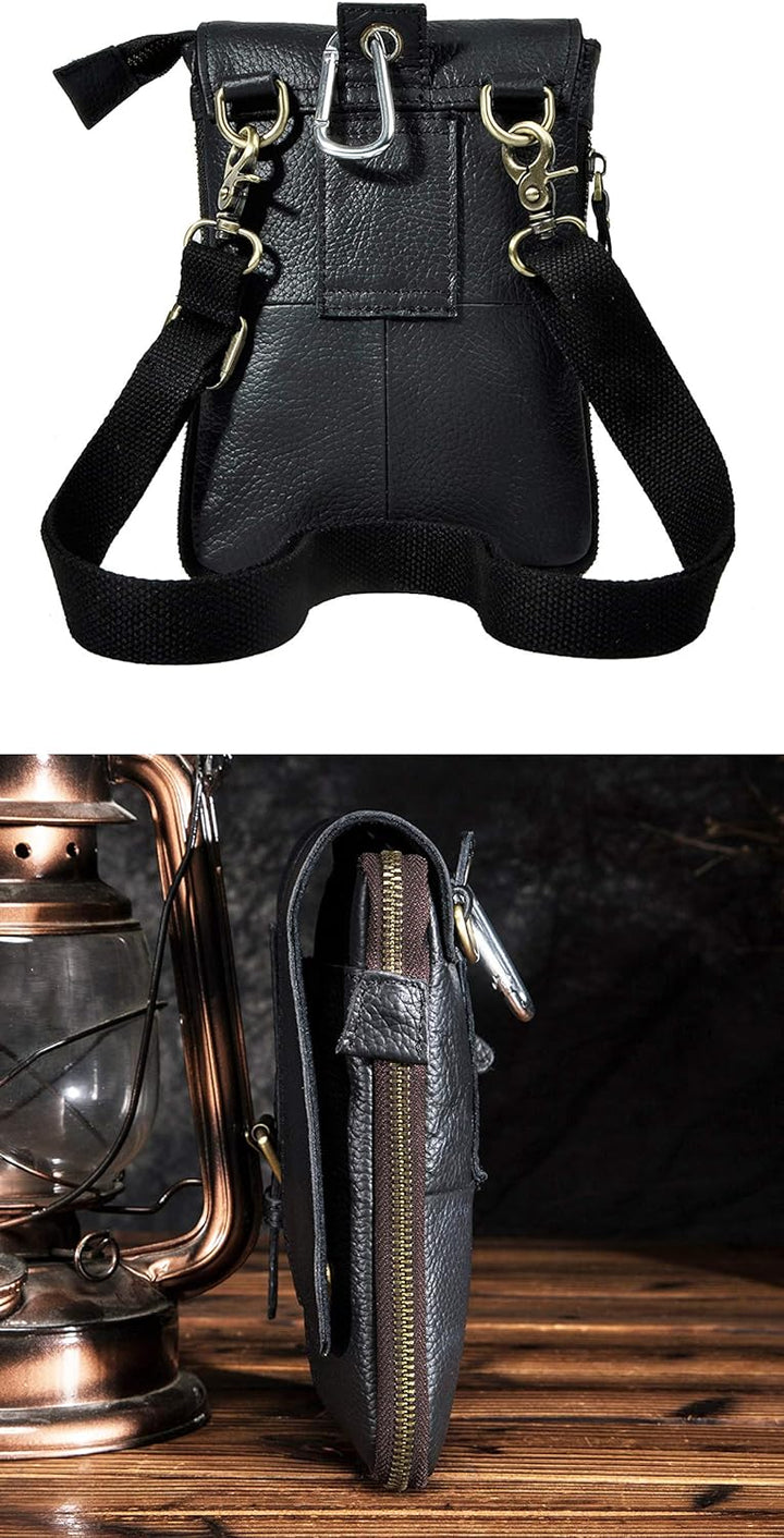 Le'aokuu Herren Verrückt Pferd Leder Tasche Freizeit Universität Schultasche Reisetasche Schultertas