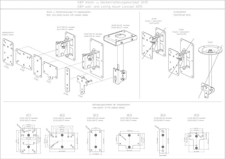 Konig & Meyer Lautsprecher-Deckenhalterung - 24496 schwarz, schwarz