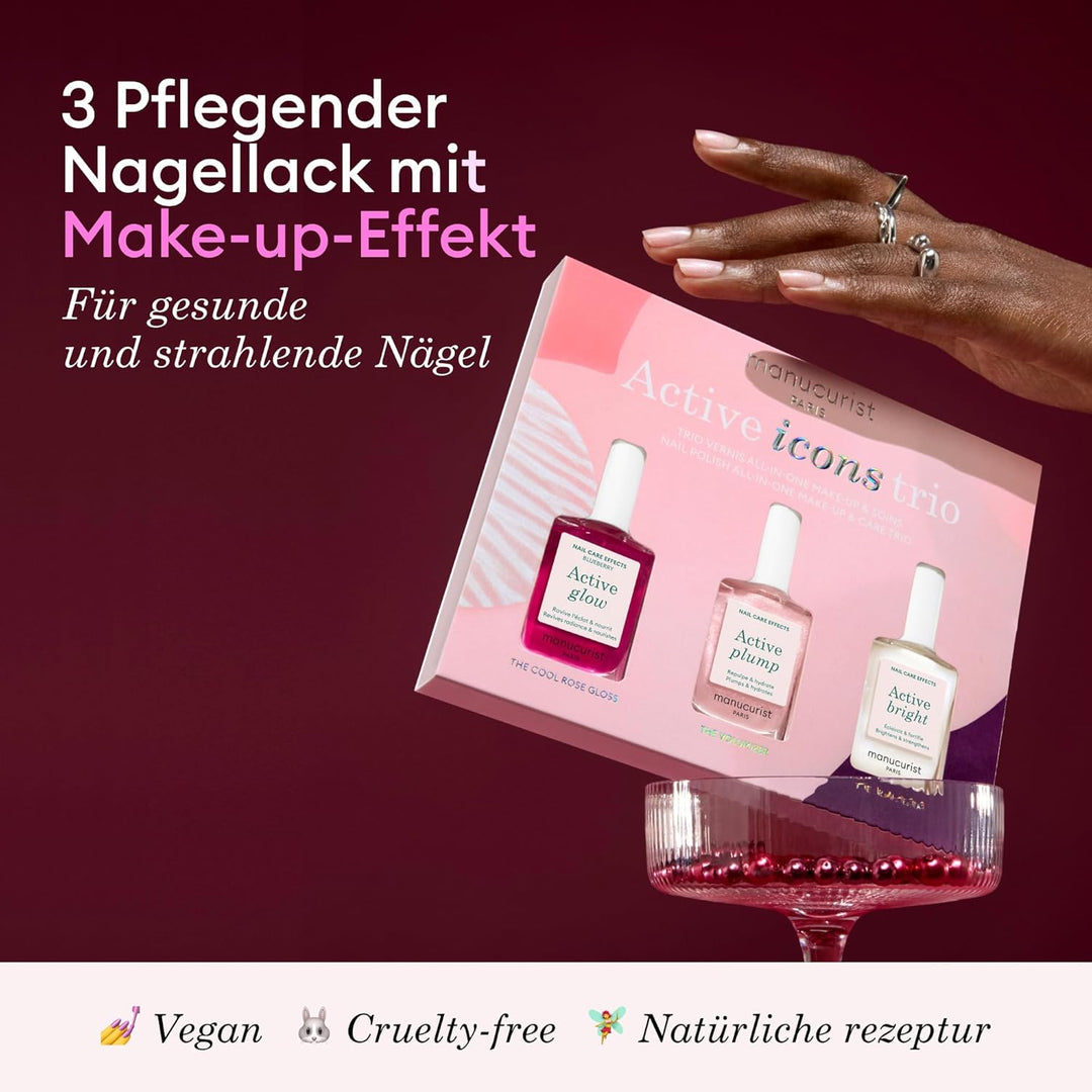 Manucurist Active Icons Trio Nagellack Weihnachtsset – Active Glow Blueberry, Active Shine, Active P