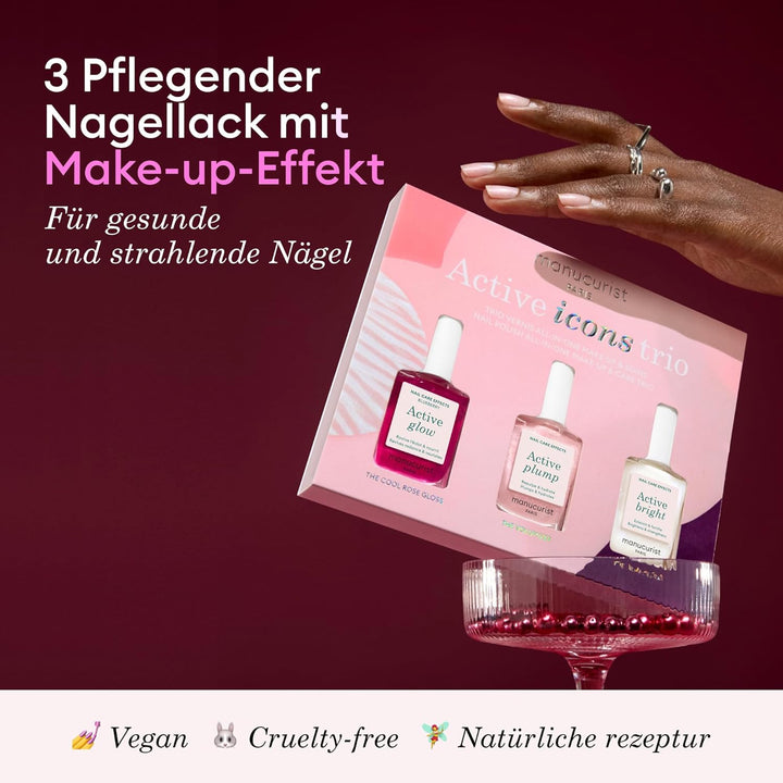 Manucurist Active Icons Trio Nagellack Weihnachtsset – Active Glow Blueberry, Active Shine, Active P